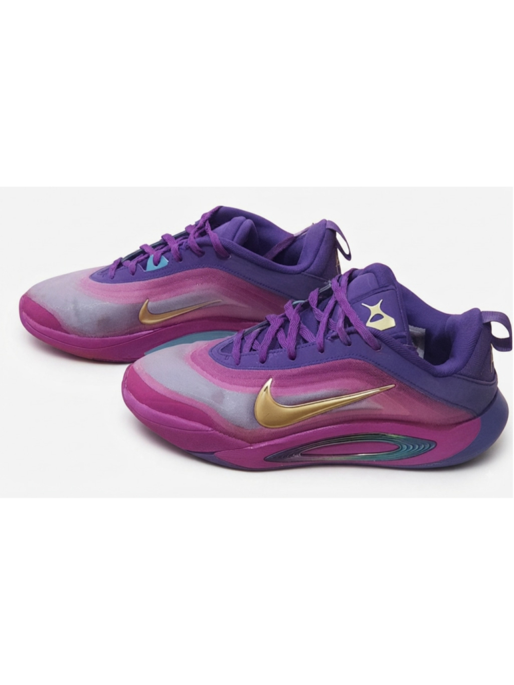 Nike A'One A'ja Wilson Purple Gold Shoes Basketball FZ8605-500 Womens Sz 6.5